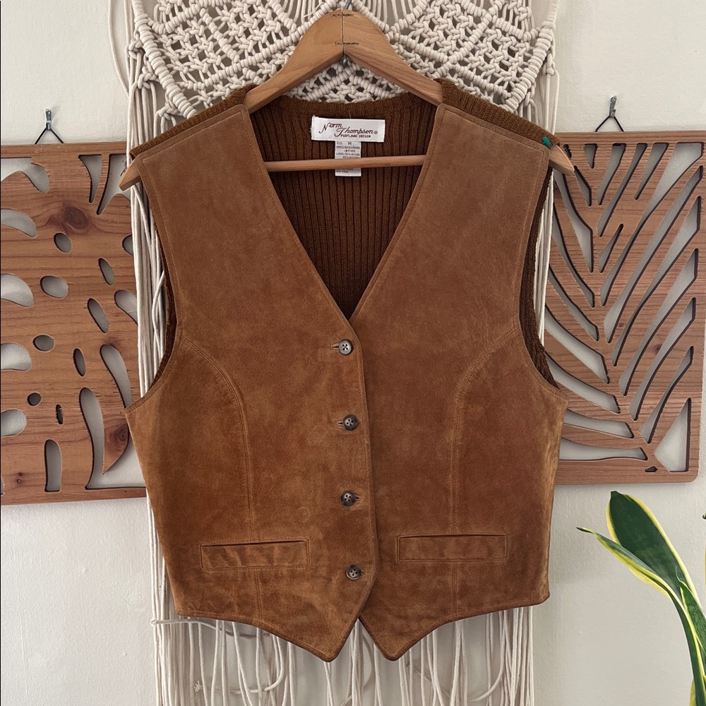 Vintage Leather Norm Thompson Brown Vest Medium